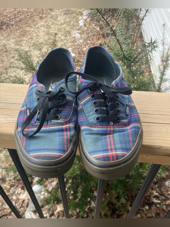 Vans Plaid Green Tartan Gummy Sole Womens Size 8 - Picture 3 of 7